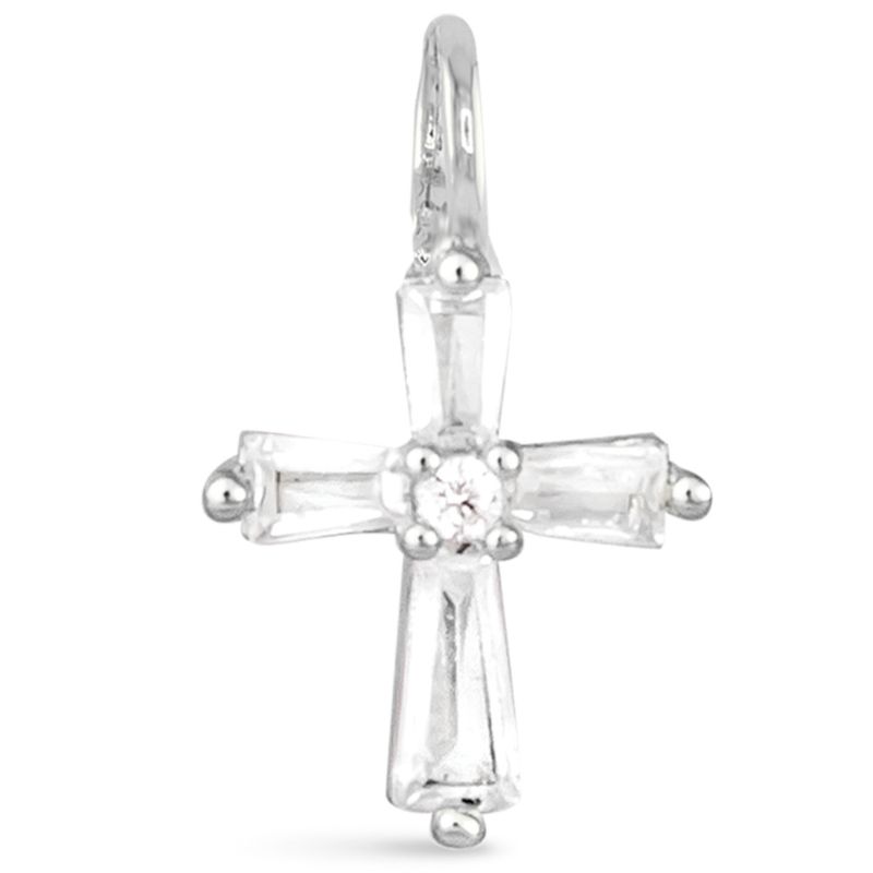 Tapered Cross Charm Silver